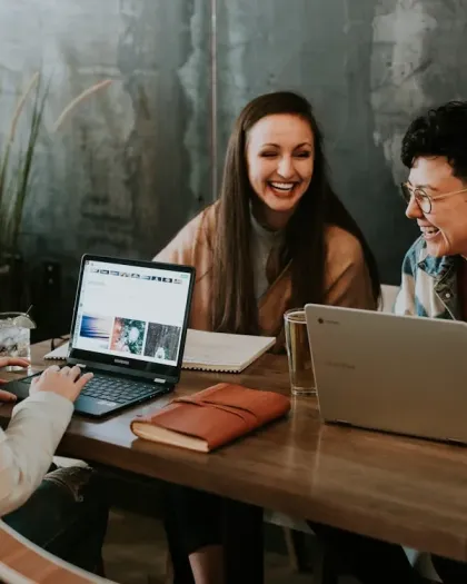 Digital nomads working in elegant co-working space